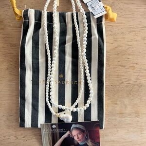 Lele Sadoughi White Pearl Necklace with Gold Accents